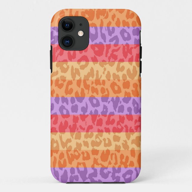 Leopard Print Skin Fur | Farbige Streifen Retro Case-Mate iPhone Hülle (Rückseite)