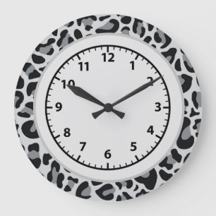 Leopard Print Snow Leopard Clock Große Wanduhr