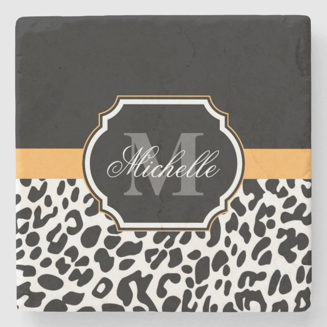Leopard Print Steinuntersetzer (Vorderseite)