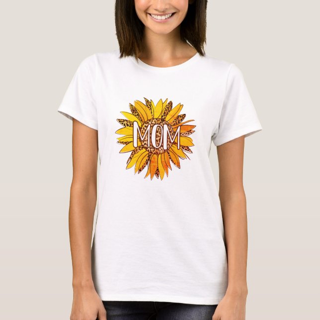 Leopard Print Sunflower MAMA T-Shirt (Vorderseite)