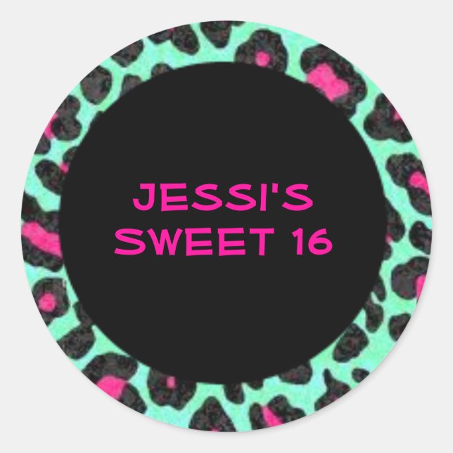 Leopard Print Sweet 16 Stickers (Vorderseite)