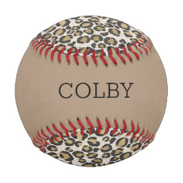Leopard Print Tan Red NAME Sport Chic Spaß Baseball