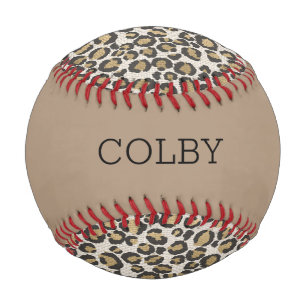 Leopard Print Tan Red NAME Sport Chic Spaß Baseball