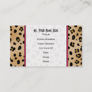 Leopard Print Teacher Fashion Business Card Visitenkarte