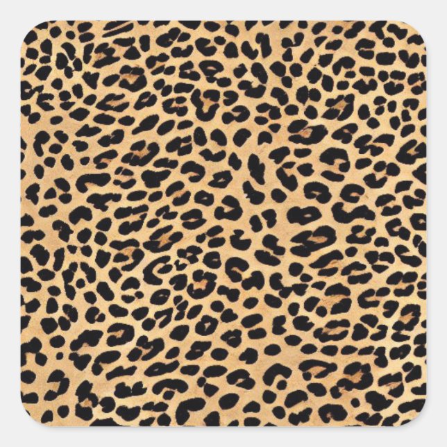 Leopard Print Texture Square Aufkleber (Vorderseite)
