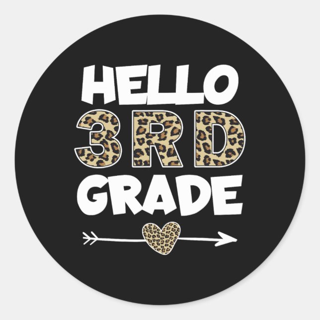 Leopard Print Third Grade Teacher Runder Aufkleber (Vorderseite)