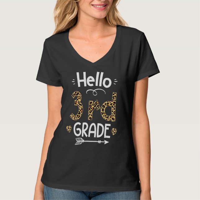 Leopard Print Third Grade Teacher T-Shirt (Vorderseite)