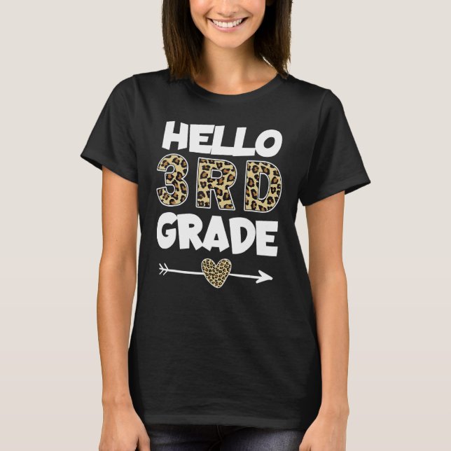 Leopard Print Third Grade Teacher T-Shirt (Vorderseite)
