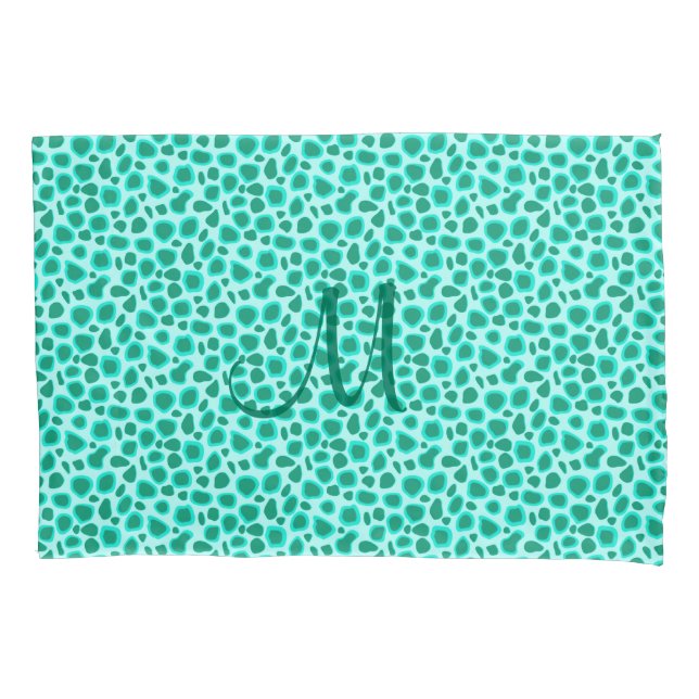 Leopard Print - Türkis und Aqua Kissenbezug (Vorderseite)