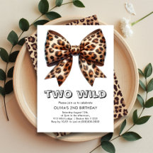 Leopard Print Two Wild Bow 2. Geburtstag Einladung