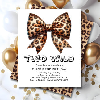 Leopard Print Two Wild Bow 2. Geburtstag Einladung