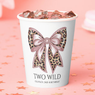 Leopard Print Two Wild Bow 2. Geburtstag Pappbecher