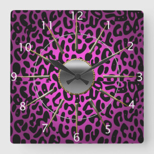 Leopard Print Wall Clock Quadratische Wanduhr