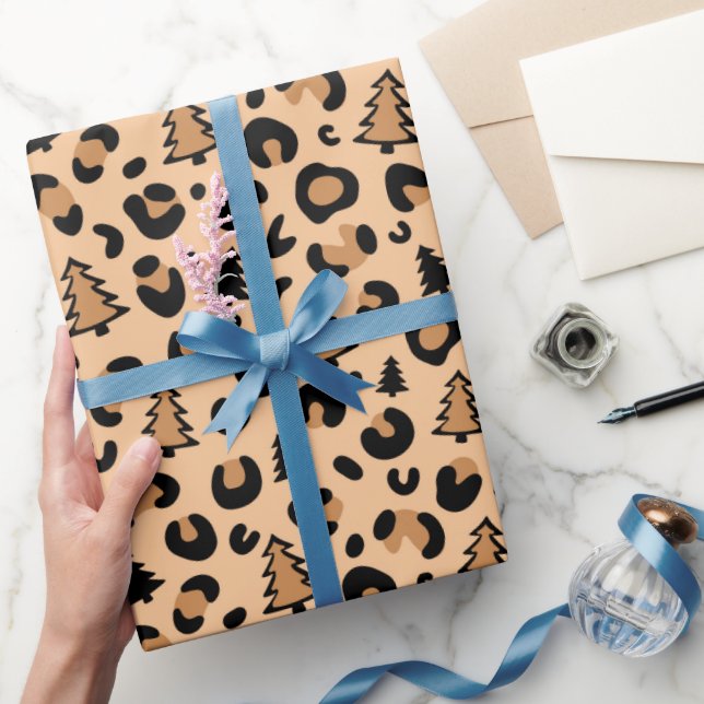 Leopard Print Weihnachtsmuster Geschenkpapier (Schenken)