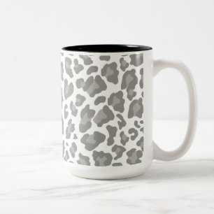 Leopard Print White and Grau Zweifarbige Tasse