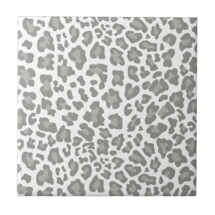Leopard Print White und Grau Fliese
