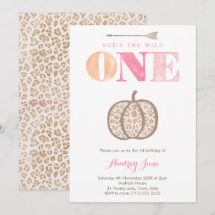 Leopard Print Wild One Pumpkin 1. Geburtstag Party Einladung