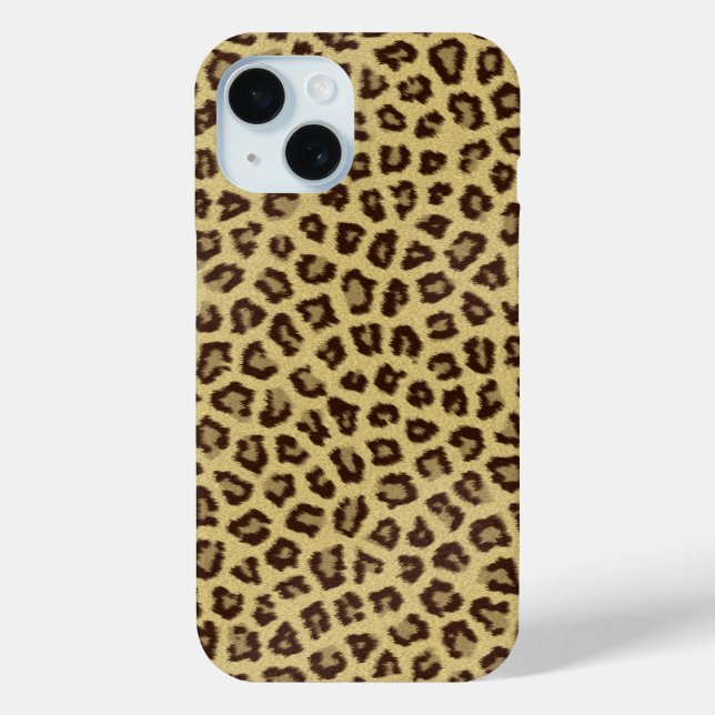 Leopard Print Wildlife Pattern iPhone 15 Hülle (Rückseite)