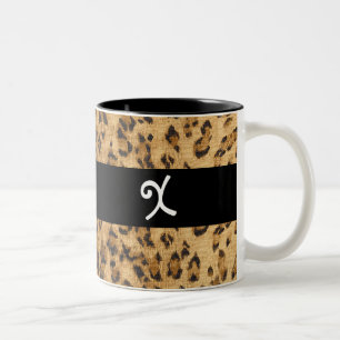 Leopard Print X Monogramm Initialen Coffee Tasse C