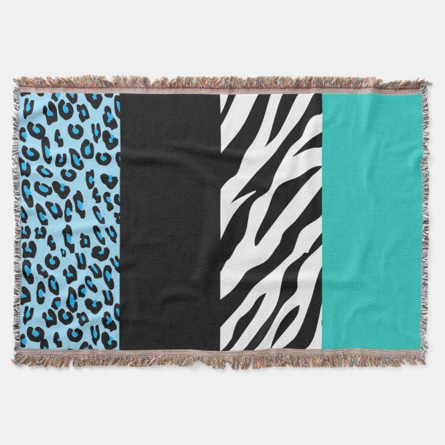 Leopard Print, Zebra Print, Animal Print, Blue Decke (Vorderseite)