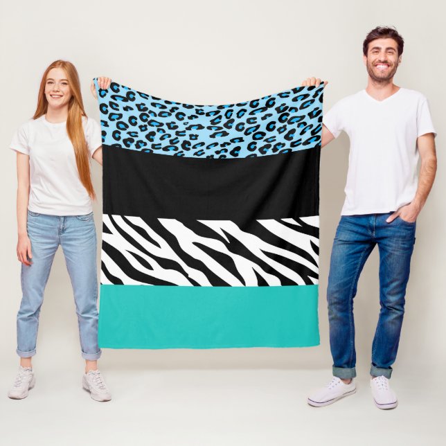Leopard Print, Zebra Print, Animal Print, Blue Fleecedecke (Beispiel)