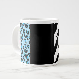 Leopard Print, Zebra Print, Animal Print, Blue Jumbo-Tasse