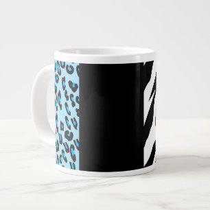 Leopard Print, Zebra Print, Animal Print, Blue Jumbo-Tasse