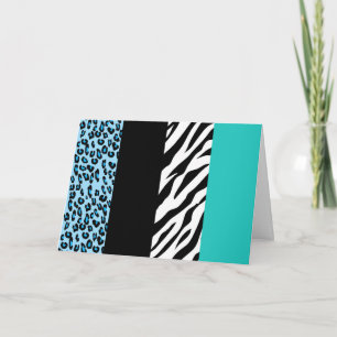 Leopard Print, Zebra Print, Animal Print, Blue Karte