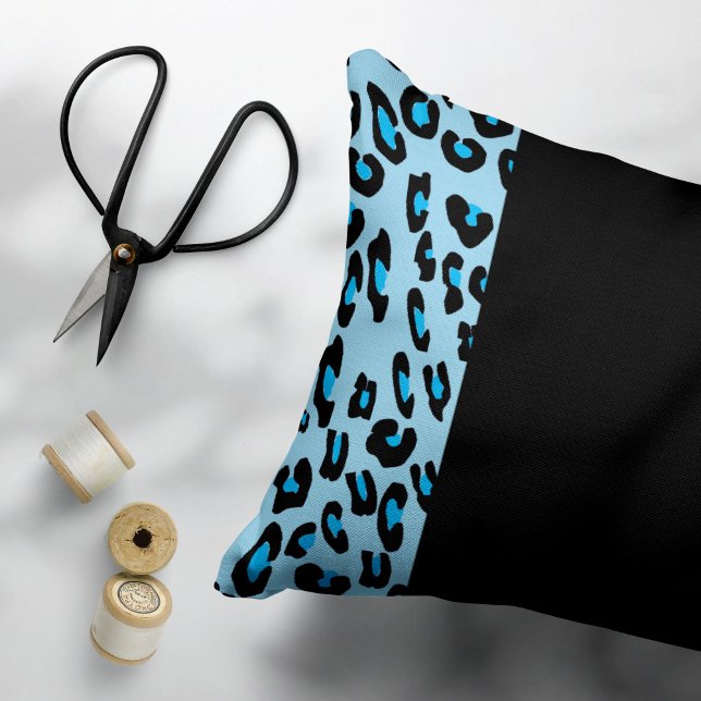 Leopard Print, Zebra Print, Animal Print, Blue Kissenbezug (Von Creator hochgeladen)