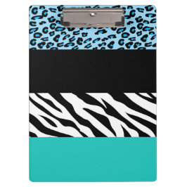Leopard Print, Zebra Print, Animal Print, Blue Klemmbrett