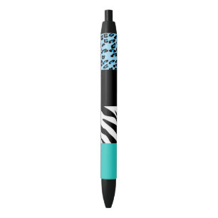 Leopard Print, Zebra Print, Animal Print, Blue Kugelschreiber