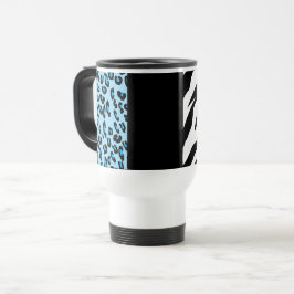 Leopard Print, Zebra Print, Animal Print, Blue Reisebecher