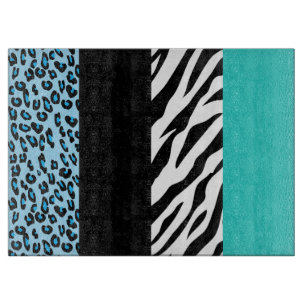 Leopard Print, Zebra Print, Animal Print, Blue Schneidebrett