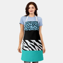 Leopard Print, Zebra Print, Animal Print, Blue Schürze