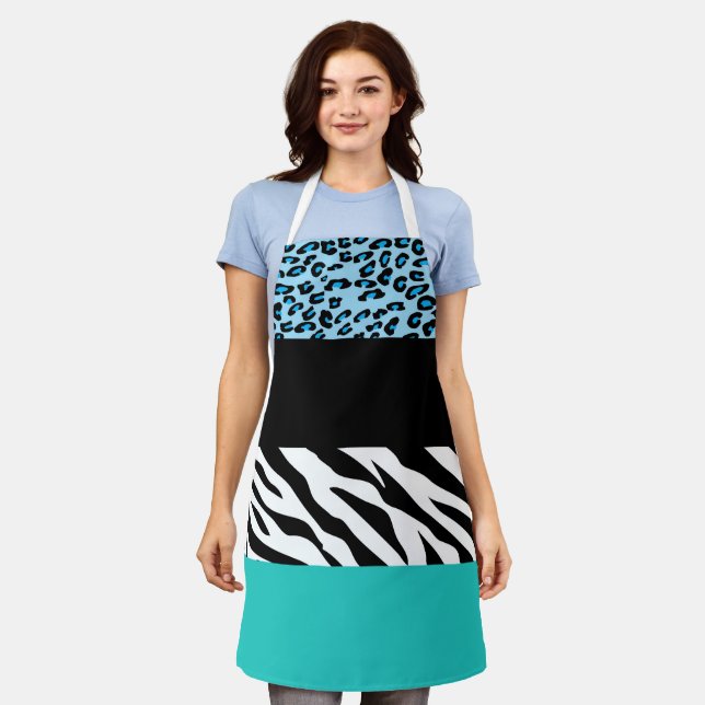 Leopard Print, Zebra Print, Animal Print, Blue Schürze (Getragen)