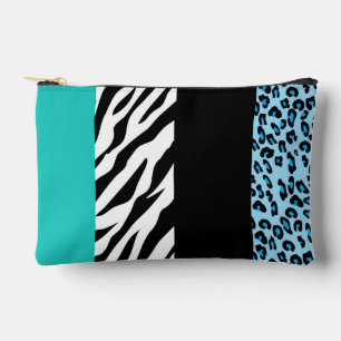 Leopard Print, Zebra Print, Animal Print, Blue Zubehörtasche