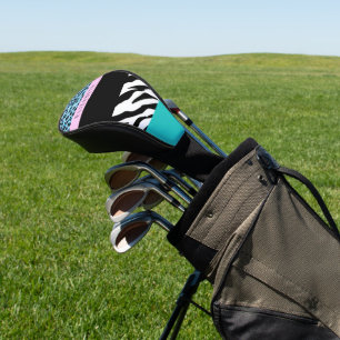 Leopard Print, Zebra Print, Blau, Ihr Name Golf Headcover