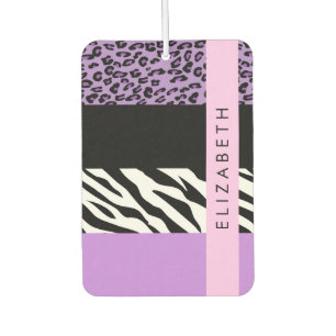 Leopard Print, Zebra Print, Lila, Ihr Name Autolufterfrischer