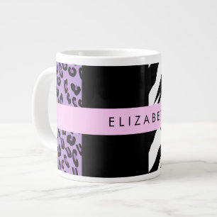 Leopard Print, Zebra Print, Lila, Ihr Name Jumbo-Tasse