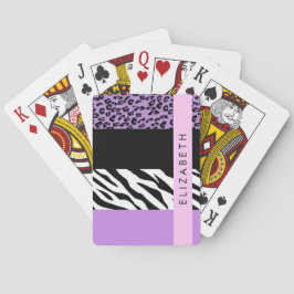Leopard Print, Zebra Print, Lila, Ihr Name Spielkarten