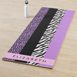 Leopard Print, Zebra Print, Lila, Ihr Name Yogamatte
