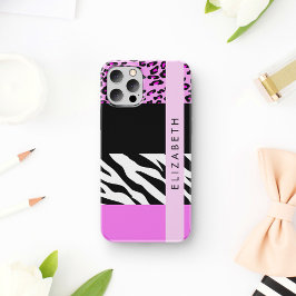 Leopard Print, Zebra Print, Rosa, Ihr Name Case-Mate iPhone Hülle