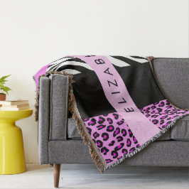 Leopard Print, Zebra Print, Rosa, Ihr Name Decke