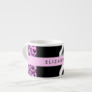 Leopard Print, Zebra Print, Rosa, Ihr Name Espressotasse