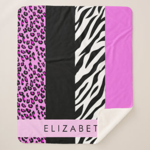Leopard Print, Zebra Print, Rosa, Ihr Name Sherpadecke