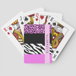 Leopard Print, Zebra Print, Rosa, Ihr Name Spielkarten