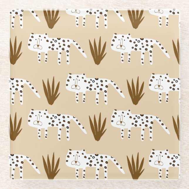 Leopard Print: Zeitloses Muster. Glasuntersetzer (Vorderseite)