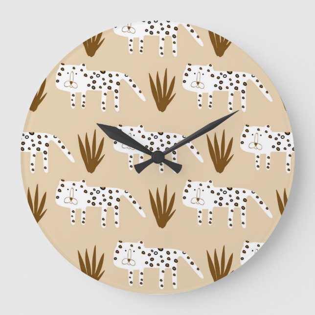 Leopard Print: Zeitloses Muster. Große Wanduhr (Vorderseite)