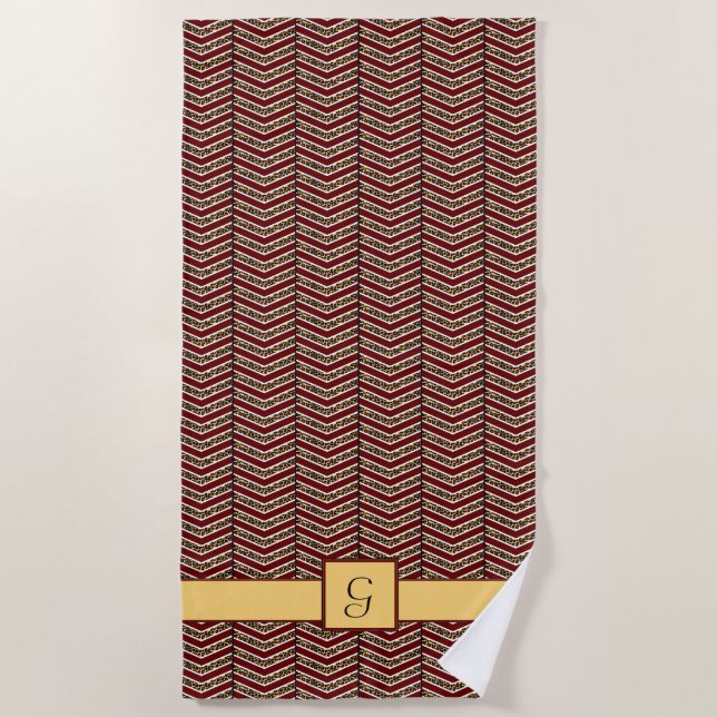 Leopard Print Zickzack Beach Handtuch (Vorderseite)