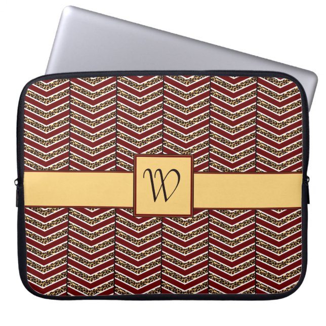 Leopard Print Zickzack Laptop Sleeve (Vorderseite)